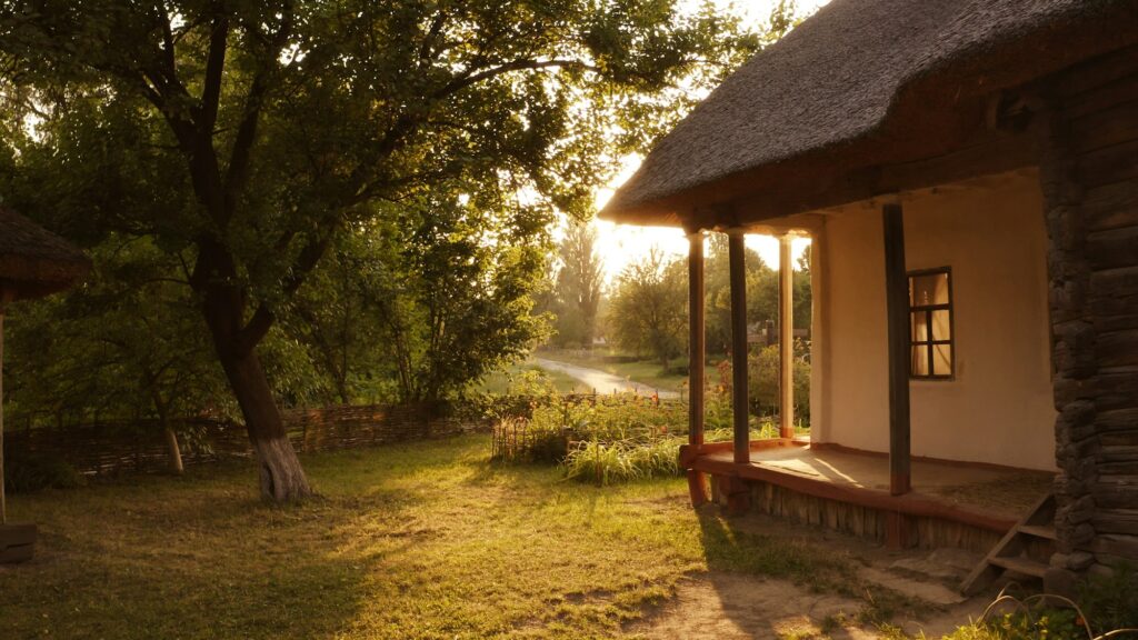 Small porch of the rural house.